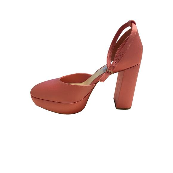 Loeffler Randall Selina Satin Closed Toe Ankle Strap Platforms Bubblegum Size 7B - Picture 6 of 12
